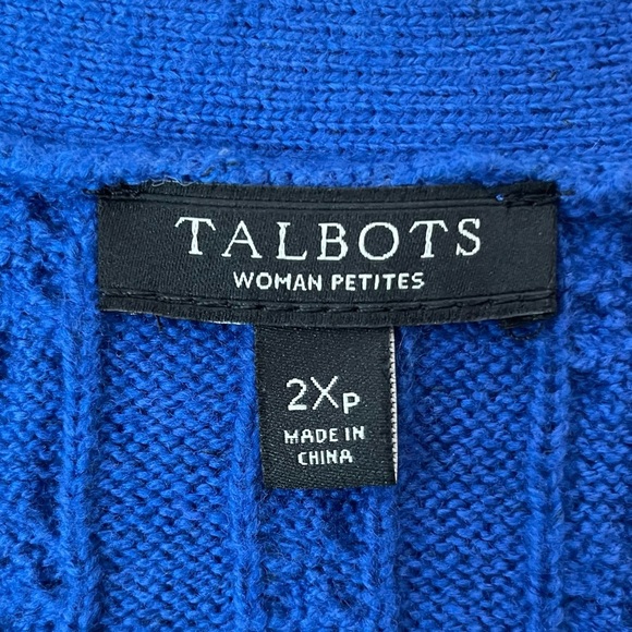 Talbots Blue Boyfriend Cardigan V-Neck Long Sleeve Button Front Size 2X Petite - Picture 4 of 16
